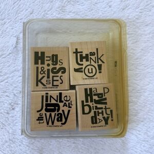 STAMPIN UP Alphabet Soup Wood Mounted Rubber Stamps 2006 Set of 4 Phrases